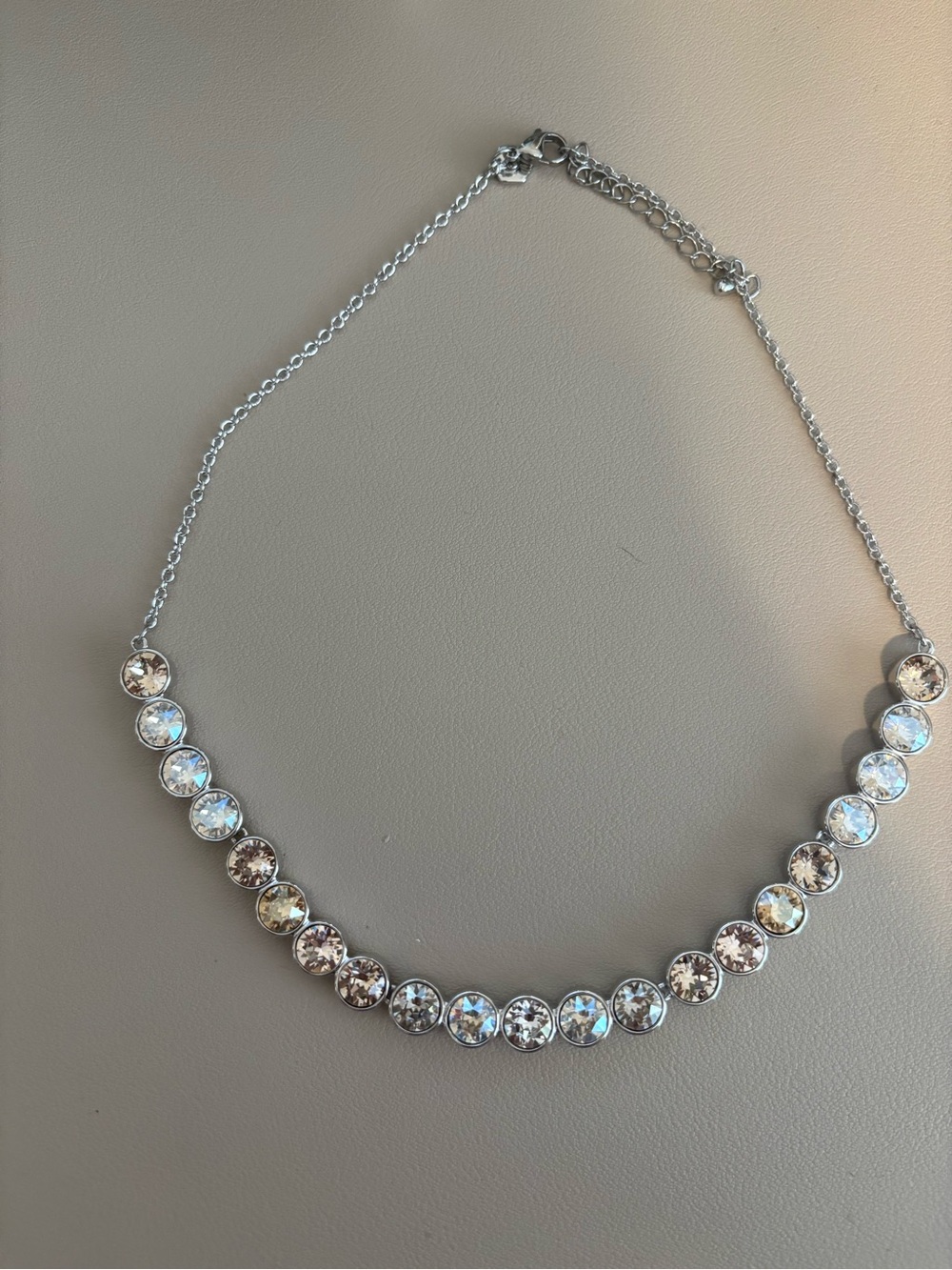Touchstone Crystal Silver Necklace with Clear and Champagne Crystals